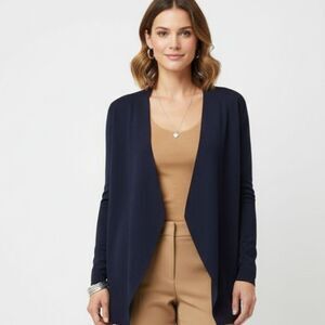 Gumps SF Dark Navy Blue Knit Open Cardigan Sweater L